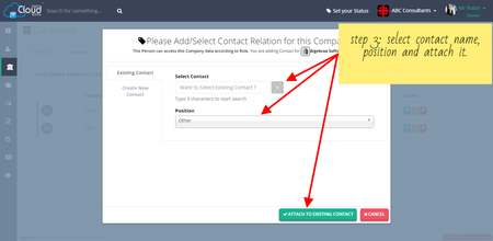 select contact and position that you want to attach and attach it.