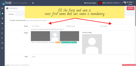 fill a form that needs to be filled for creating contacts.