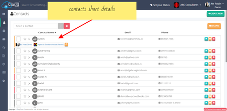 short information about contacts like address, company, email, phone, etc.