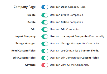 To give access to all companies - Turn on advance button
